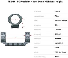 Warne 7824M 1 PC Präzisionsmontage 34mm MSR Ideale Höhe