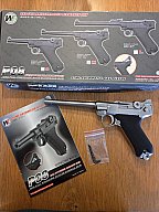 WE P08 6 Zoll Silber/Chrome – Vollmetall Gas Blowback 6 mm BB