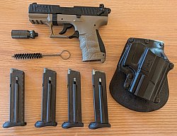 Walther P22-CA Optik, 4 Magazine P.A.K. PTB778 Fobus Holster Schreckschuss