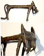 stilisierte Löwenskulptur, Bronze, Benin