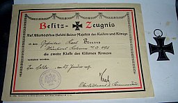 ORIGINAL 1 WK Eisernes Kreuz 2. Klasse EKII 1914 MIT SCHÖNER VERLEIHUNGSURKUNDE
