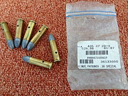 .38 SPL Deko- Muntion Blei RK, Set mit 6 St. Unbenutzt, Top- Zustand