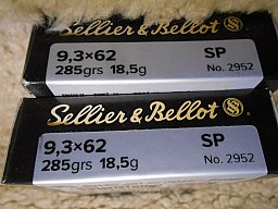 40 Schuss S&B Kal.9,3x62, SP Teilmantel, 285grs/18,5g, No.2952
