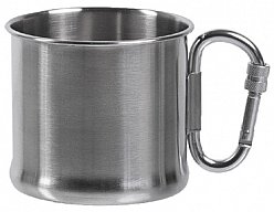 Becher / Tasse 500 ml aus Edelstahl - mit Karabiner - Henkel