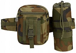 Brandit Taillengürtel "Allround" mit Tasche + Flaschenhalter - US Woodland