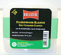 30x BALLISTOL Reinigungsfilze / Filzreiniger KLASSIK Cal. 20 | 100% Schafwolle| 20/76 Flinte/Shotgun