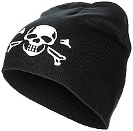 Strickmütze Schwarz mit Totenkopf - Unigröße - Beanie fein gestrickt