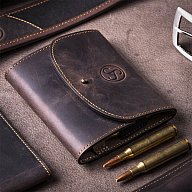 1x J.P. SAUER & SOHN Patronenetui aus ECHTEM 100% NUBUK-Kalbsleder | 8 Patronen .222 Rem. bis .338
