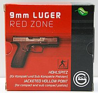 20 Schuss GECO 9mm Luger 9x19 JHP Fangschussmunition Hohlspitz RED ZONE 8,0g 124gr #2402932 STOPPWIR