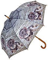 Regenschirm Motiv RauhaarDackel TECKEL DACKEL DACHSHUND Durchmesser = 105cm, Grifflänge 105cm HOLZ!