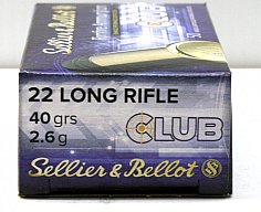 50 Stück / Schuss S&B .22 l.r. lfb KK Munition CLUB 40grs 2,6g LRN Blei Rundkopf 330 m/s Standard