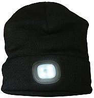 Wintermütze / Strickmütze (Schwarz) mit 4 LED´s / 3 Leuchtstufen - mit USB ladbar