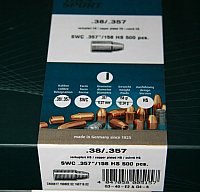 500St. H&N Geschosse .357 SWC HS 158grs - .38/.357 | Haendler&Natermann BLEIGESCHOSSE