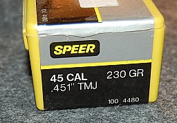 ***SPEER Geschosse 45 CAL 230Gr .451"TMJ 100St. #4480***