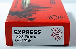 20 Schuss GECO EXPRESS Büchsenpatronen .223 Rem. 56gr 3,6g Blei Präzise Jagd Munition 223 Remington