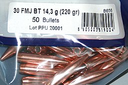 50 Stück PPU | PrviPartizan Geschosse #B-656 | Cal 30/.308 - 220grs/14,3g FMJ BT Vollmantel BoatTail
