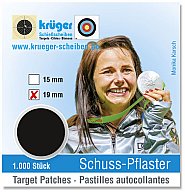 1 x 1.000 St. Schußpflaster in SPENDERPACKUNG Schuss-Pflaster ø19 mm selbstklebend SCHWARZ - KRÜGER
