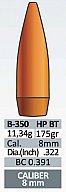 50 Stück PPU | PrviPartizan Geschosse #B-350 | .322 / 8MM | 175grs / 11,34g HP BT Hohlspitz Match