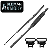 Premium Gewehrgurt Cordura Gewehrriemen mit Schnellspannschlaufe schwarz inkl. Riemenösen tactical