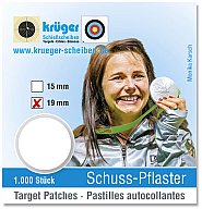 1 x 1.000 St. Schußpflaster in SPENDERPACKUNG Schuss-Pflaster ø19 mm selbstklebend WEISS weiß KRÜGER