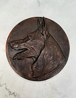 Bronzierte Eisenplakette Schäferhund 19 cm