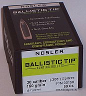 50St. NOSLER Geschosse .30(.308Dia.) - 150 - BALLISTIC TIP - #30150
