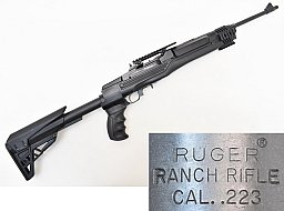 RUGER " Ranch Rifle " SL - Büchse im Kal .223 Rem. mit ATI Klappschaft & Holzschaft