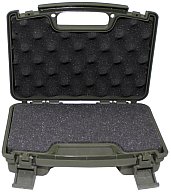 Pistolen-Koffer, Kunststoff, klein, innen 25x14x7cm, abschließbar, Schaumstoffeinsatz, Oliv