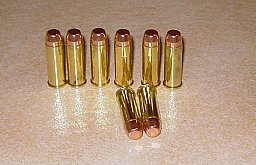 10 Stück Dekos .44 Remington Magnum / .44 Rem. Mag. Vollmantel Flachkopf Geschosse Messinghülsen