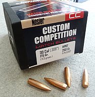 250 Nosler Geschosse .308, 175 grain, Custom Competition, HPBT, NEU
