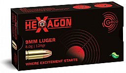 GECO 9 mm Luger Hexagon JHP 8,0g/124gr. 1000 Patronen