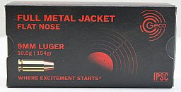50 Schuss GECO 9mm Luger 9x19 Vollmantel Munition PistolenPatronen IPSC 10,0g 154gr #2317708 283 m/s
