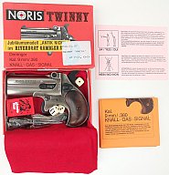 Noris Twinni Derringer Jubiläumsmod. Antik Nickel - Riverboat gambler set 9mm R.K. PTB550