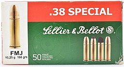50 S&B Patronen Kaliber .38 Spezial FMJ 158gr.