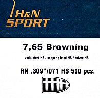 500St. H&N Geschosse .309 7,65 Browning RN HS 71grs/4,6g|Haendler&Natermann BLEIGESCHOSSE Rundkopf