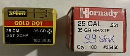 KW_Geschoße .25/.251 Speer Gold Dot und Hornady XTP, 35 Grain.