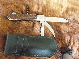 Hochwertiges Leegebruch Jagd Taschenmesser mit Horngriff