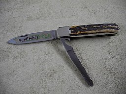Hartkopf Jagdtaschenmesser, Messer mit Farb-Ätzung, Taschenmesser