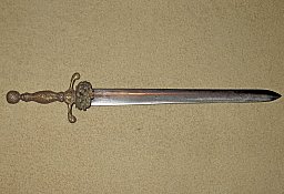 Alter Dolch Hirschfänger Jagdmesser Jagddolch mit verziertem Messinggriff