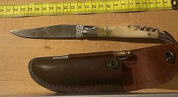 Damaszener Messer im Französischem Stil Neu unbenutzt mit Lederscheide