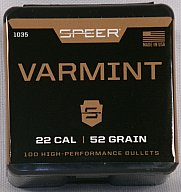 100St. SPEER .22(.224) - 52 - HP - VARMINT - #1035 - Versand ab 6,40€