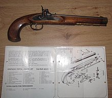 Qualitäts-Kentucky Style VL-Pistole Perkussionspistole "Kentuckian", made in Italy. Cal.45