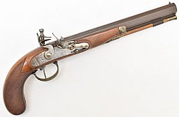 BONDINI Steinschloß - Pistole " W. MOORE LONDON " im Kaliber .45 BP