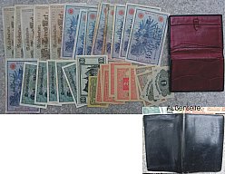 Alte Leder-Geldbörse mit alten Banknoten