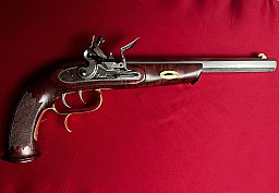 Steinschloss Vorderladerpistole Kaliber .45 edler Luxus Holzschaft, Top Zustand
