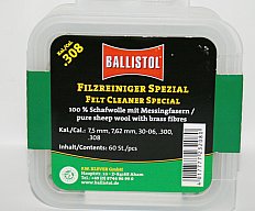 60 x BALLISTOL Reinigungsfilze/Filzreiniger SPEZIAL Cal.30 Schafwolle mit Messingfasern! 7,62mm 308