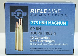 10 Schuss / 10 Patronen PPU .375 H&H A-267 300gr 19,5g SP Teilmantel JAGD Munition 375 Holland & Hol