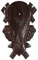 Rehbockbrett EICHE geschnitzt 23x14cm Dunkel Gehörnbrettchen Trophäenschild | Rückseite m Ausfräsung