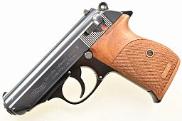 WALTHER / ULM Pistole Modell PPK - L im Kaliber 7,65mm Browning mit NILL Holzgriff