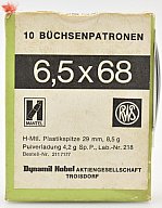 10 RWS Patronen 6,5x68 H-Mantel Hohlspitze 8,5g.